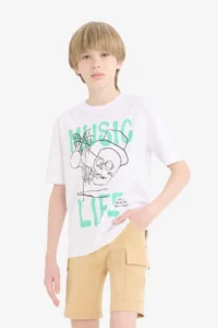 DeFacto Crew Neck Printed Short Sleeve T-Shirt Boy - Image 4