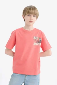 DeFacto Crew Neck Printed Short Sleeve T-Shirt Boy