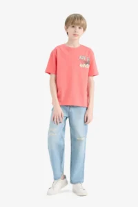 DeFacto Crew Neck Printed Short Sleeve T-Shirt Boy - Image 2