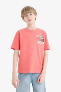 DeFacto Crew Neck Printed Short Sleeve T-Shirt Boy - Image 4