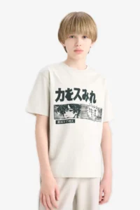 DeFacto Crew Neck Printed Short Sleeve T-Shirt Boy - Image 3