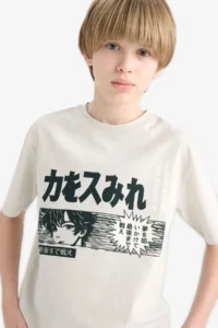 DeFacto Crew Neck Printed Short Sleeve T-Shirt Boy - Image 4