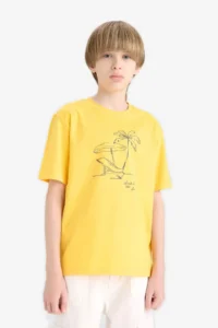 DeFacto Crew Neck Printed Short Sleeve T-Shirt Boy - Image 4