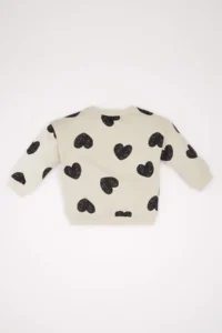 DeFacto Baby Girl Crew Neck Heart Patterned Sweatshirt 25SP - Image 5