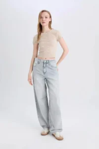 DeFacto Fitted Ribbed Camisole Basic Plain Short Sleeve T-Shirt - Image 2