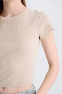 DeFacto Fitted Ribbed Camisole Basic Plain Short Sleeve T-Shirt - Image 3