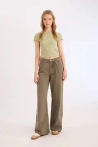 DeFacto Fitted Ribbed Camisole Basic Plain Short Sleeve T-Shirt - Image 2