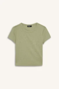 DeFacto Fitted Ribbed Camisole Basic Plain Short Sleeve T-Shirt - Image 6