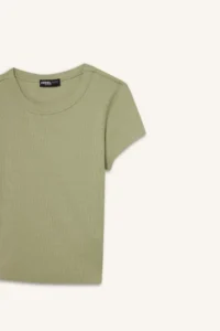 DeFacto Fitted Ribbed Camisole Basic Plain Short Sleeve T-Shirt - Image 7