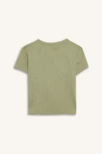 DeFacto Fitted Ribbed Camisole Basic Plain Short Sleeve T-Shirt - Image 8