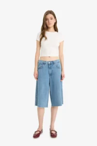 DeFacto Fitted Crew Neck Basic Plain Ribbed Camisole Short Sleeve White T-Shirt - Image 2
