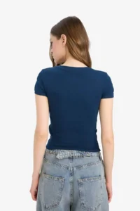 DeFacto Fitted Crew Neck Ribbed Short Sleeve T-Shirt - Image 5