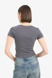 DeFacto Cool Fitted Basic Plain Rib Short Sleeve T-Shirt - Image 5