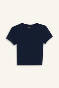 DeFacto Cool Fitted Basic Plain Rib Short Sleeve T-Shirt - Image 7