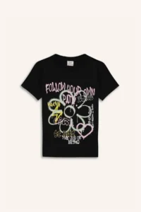 DeFacto Crew Neck Printed Short Sleeve T-Shirt Girls - Image 7