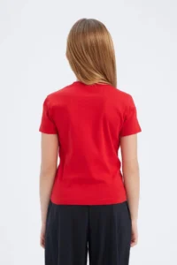 DeFacto Slim Fit Narrow Cut Crew Neck Printed Ribbed Short Sleeve T-Shirt Girl Child - Image 5
