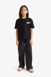 DeFacto Relax Fit Back Printed Crew Neck Short Sleeve T-Shirt Girl Child - Image 2