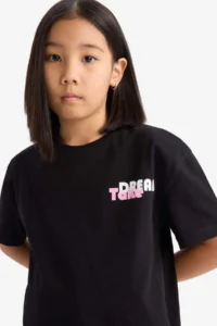 DeFacto Relax Fit Back Printed Crew Neck Short Sleeve T-Shirt Girl Child - Image 5