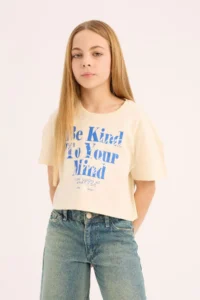 DeFacto Crew Neck Printed Short Sleeve T-Shirt Girl - Image 3