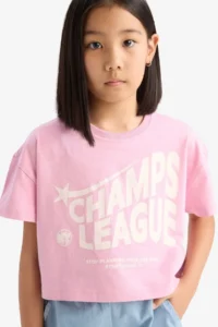 DeFacto Crew Neck Printed Short Sleeve T-Shirt Girl