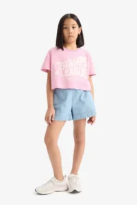 DeFacto Crew Neck Printed Short Sleeve T-Shirt Girl - Image 2