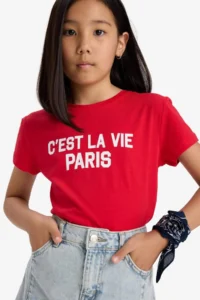 DeFacto Crew Neck Printed Short Sleeve T-Shirt Girl