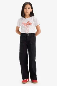 DeFacto Crew Neck Printed Short Sleeve T-Shirt Girl - Image 5