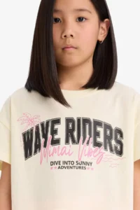 DeFacto Crew Neck Printed Short Sleeve T-Shirt Girl