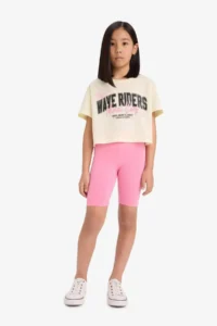 DeFacto Crew Neck Printed Short Sleeve T-Shirt Girl - Image 2