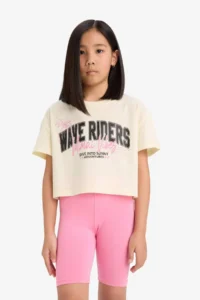 DeFacto Crew Neck Printed Short Sleeve T-Shirt Girl - Image 3