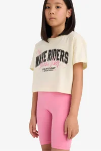 DeFacto Crew Neck Printed Short Sleeve T-Shirt Girl - Image 4