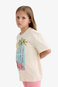 DeFacto Relax Fit Crew Neck Printed Short Sleeve T-Shirt Girls - Image 5