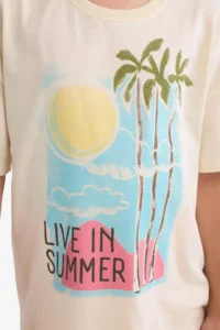 DeFacto Relax Fit Crew Neck Printed Short Sleeve T-Shirt Girls - Image 6