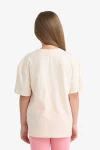 DeFacto Relax Fit Crew Neck Printed Short Sleeve T-Shirt Girls - Image 7