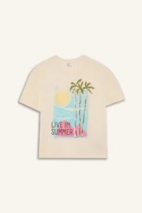 DeFacto Relax Fit Crew Neck Printed Short Sleeve T-Shirt Girls - Image 8