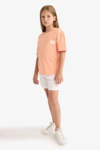 DeFacto Relax Fit Crew Neck Back Printed Short Sleeve T-Shirt Girl Child - Image 2