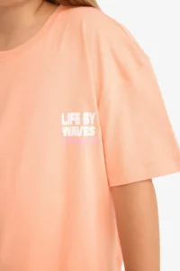 DeFacto Relax Fit Crew Neck Back Printed Short Sleeve T-Shirt Girl Child - Image 6