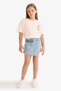 DeFacto Relax Fit Crew Neck Back Printed Short Sleeve T-Shirt Girl Child - Image 2
