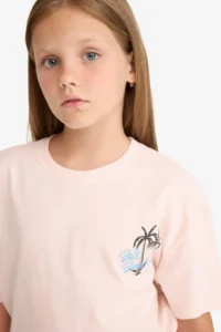 DeFacto Relax Fit Crew Neck Back Printed Short Sleeve T-Shirt Girl Child - Image 6