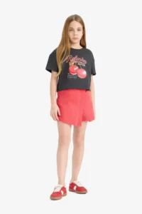 DeFacto Crew Neck Printed Short Sleeve T-Shirt Girls - Image 5