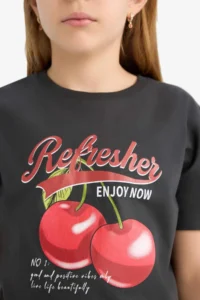 DeFacto Crew Neck Printed Short Sleeve T-Shirt Girls - Image 8
