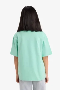 DeFacto Oversize Wide Fit Crew Neck Printed Short Sleeve T-Shirt Girl Child - Image 6