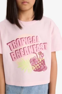 DeFacto Boxy Fit Crew Neck Printed Short Sleeve T-Shirt Girl Child - Image 5