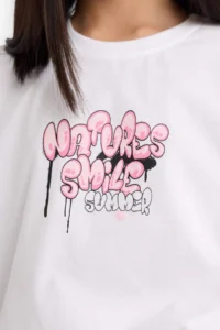 DeFacto Oversize Wide Fit Crew Neck Back Printed Short Sleeve T-Shirt Girl Child - Image 5
