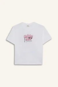 DeFacto Oversize Wide Fit Crew Neck Back Printed Short Sleeve T-Shirt Girl Child - Image 7