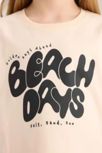 DeFacto Crew Neck Printed Short Sleeve T-Shirt Girls - Image 5