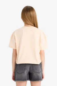DeFacto Crew Neck Printed Short Sleeve T-Shirt Girls - Image 6