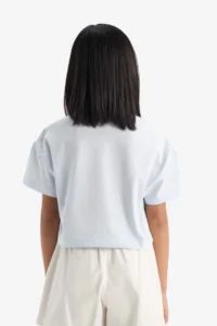 DeFacto Crop Crew Neck Printed Short Sleeve T-Shirt Girls - Image 5