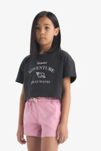DeFacto Crop Crew Neck Printed Short Sleeve T-Shirt Girls - Image 3