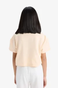 DeFacto Crop Crew Neck Printed Short Sleeve T-Shirt Girls - Image 6